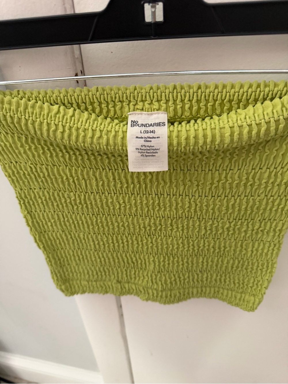 No Boundaries Lime Green Smocked Off-the-Shoulder Sweater Top